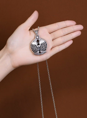 双鱼吊坠女花丝镂空纯银999