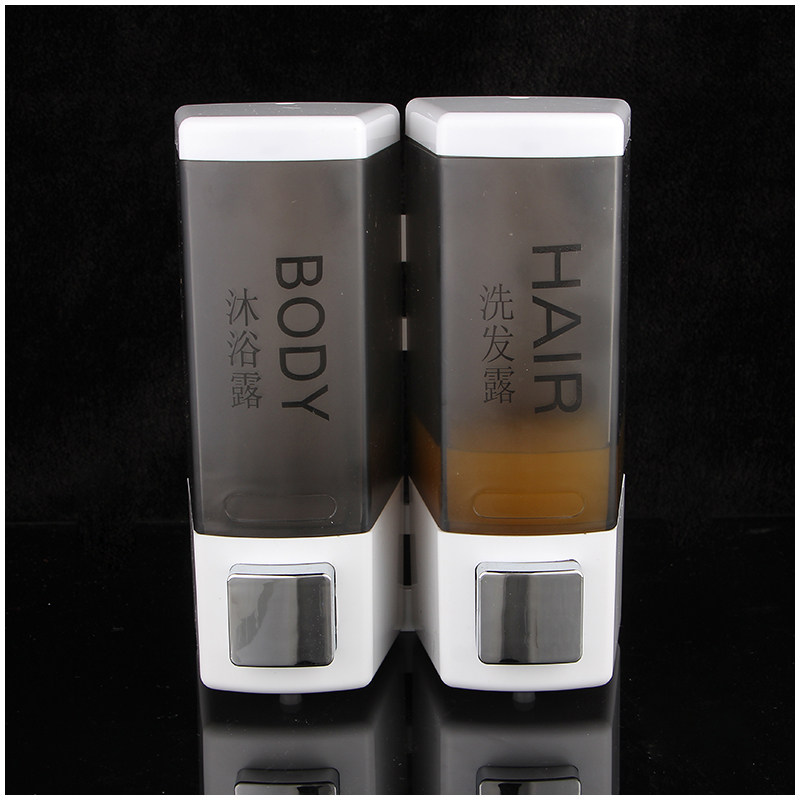 宾馆酒店浴室手动双头皂液器  卫生间壁挂洗手液瓶洗发水沐浴露盒,淘宝优惠券,粉丝福利购,淘宝优惠卷