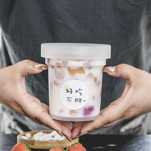 网红水果捞盒子芋圆烧仙草糖水杯冰粉烤梨甜品碗外卖打包奶茶罐子 - 图2