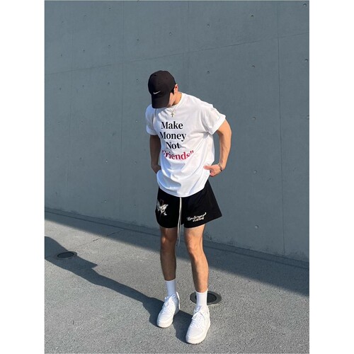 美式潮牌蝴蝶十字架字母休闲短裤男生夏季百搭宽松篮球运动五分裤 - 图3