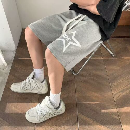 oversize美式复古潮牌印花休闲短裤男生夏季新款篮球运动五分裤子 - 图3