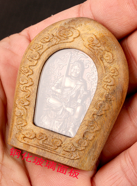 不动明王绿檀嘎乌盒车挂件吊坠