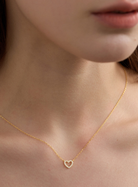 Berber法式闪钻爱心锁骨项链