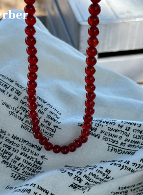 Berber 高品质天然红玛瑙串珠项链 s925银小众时髦