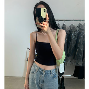 EAL羽迹纯色一体式吊带女自带胸垫外穿上衣美背细带抹胸无痕背心