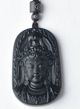 和田玉墨玉观音吊坠黑羊脂保真