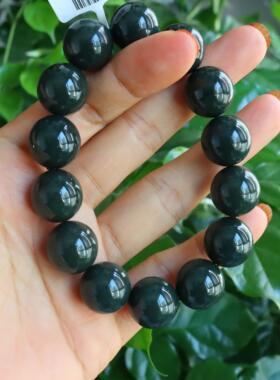 圆珠手串男士和田玉沙枣青籽料