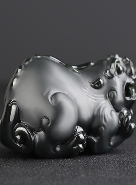 黑塔青玉招财貔貅小摆件茶宠玩件