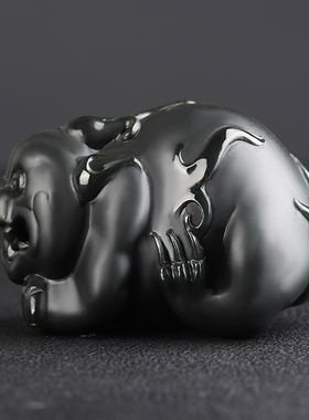 新疆和田玉黑青玉貔貅小摆件