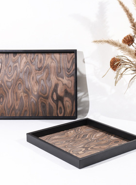 收纳茶几托盘皮革工艺品组合现代