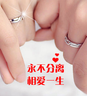 情侣对实心戒纯银磨砂实心戒指