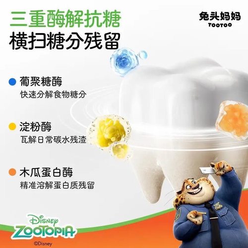 疯狂动物城联名ip手办款x兔头妈妈儿童抗糖防蛀果味牙膏3-6-12岁 - 图0