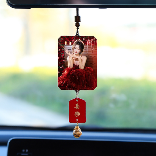 车载挂件照片定制汽车内饰用品平安招财挂牌diy送男友后视镜吊坠 - 图3