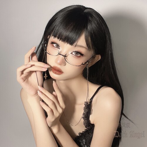 下半框眼镜框架网红纯欲日系cos二次元女无镜片上半截下装饰眼睛 - 图0