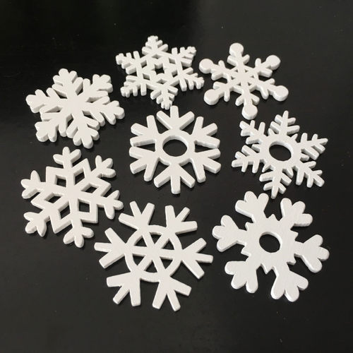50粒/包3.5cm白色雪花圣诞系列木片手工diy木质工艺品幼儿园装饰 - 图2