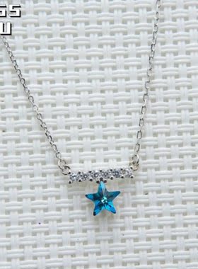 S925纯银镂空星星锁骨链七夕项链