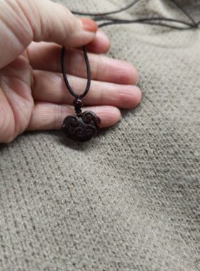 印度小叶紫檀平安如意锁项链毛衣链如意连连好事成双男女木质吊坠