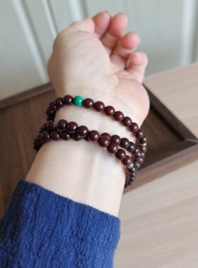 天然印度小叶紫檀木三圈手串男女木质手链