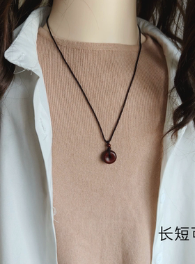 天然印度小叶紫檀木小平安扣吊坠项链独特精致男女宝宝孩子成人