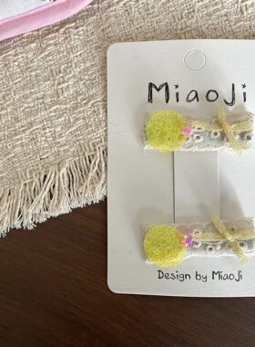 春季新款甜美蕾丝亮片串珠蝴蝶结儿童发夹发卡边夹刘海夹