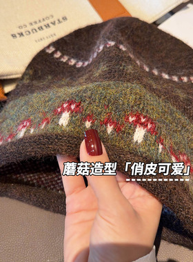 提花针织帽女秋冬复古卷边堆堆帽