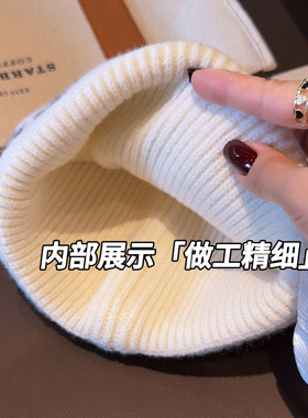 毛线针织帽新款女登山冷帽大头围