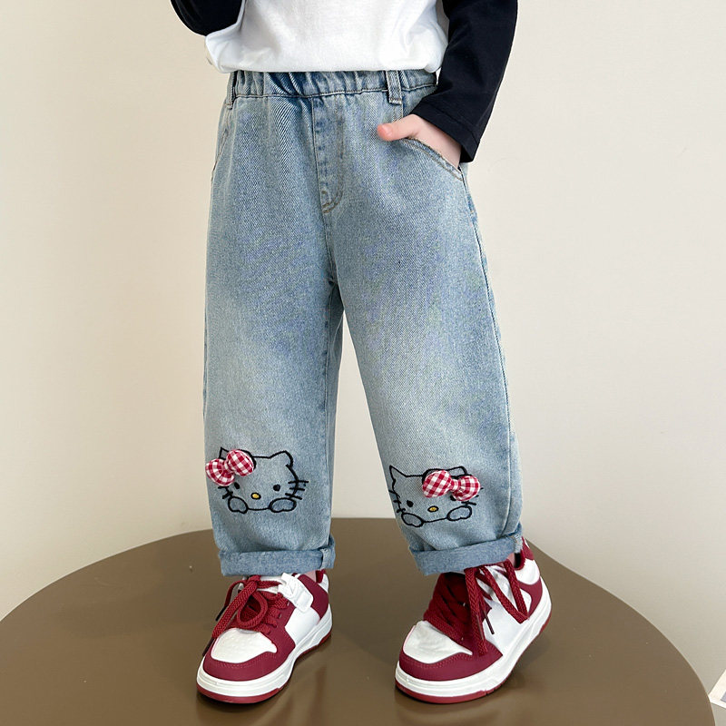 童装裤子女童牛仔裤秋季2025新款洋派儿童休闲老爹裤宝宝秋装长裤