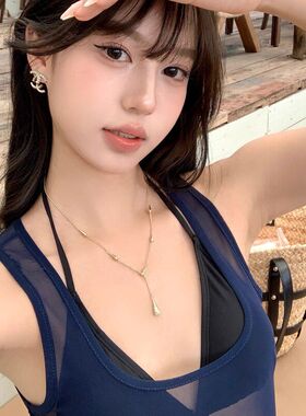 【蜜桃茶】坠落的光 可抽拉水滴型吊坠流苏项链女设计感高级配饰