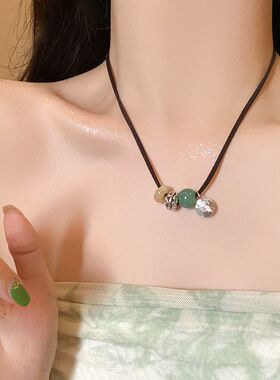 新中式编织绳串珠项链女2026新款复古锁骨链ins风高级感爆款配饰