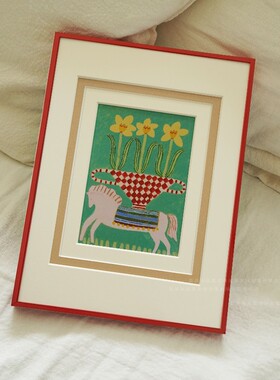北欧风春日花马现代装饰画彩色客厅书房卧室小众插画设计艺术感