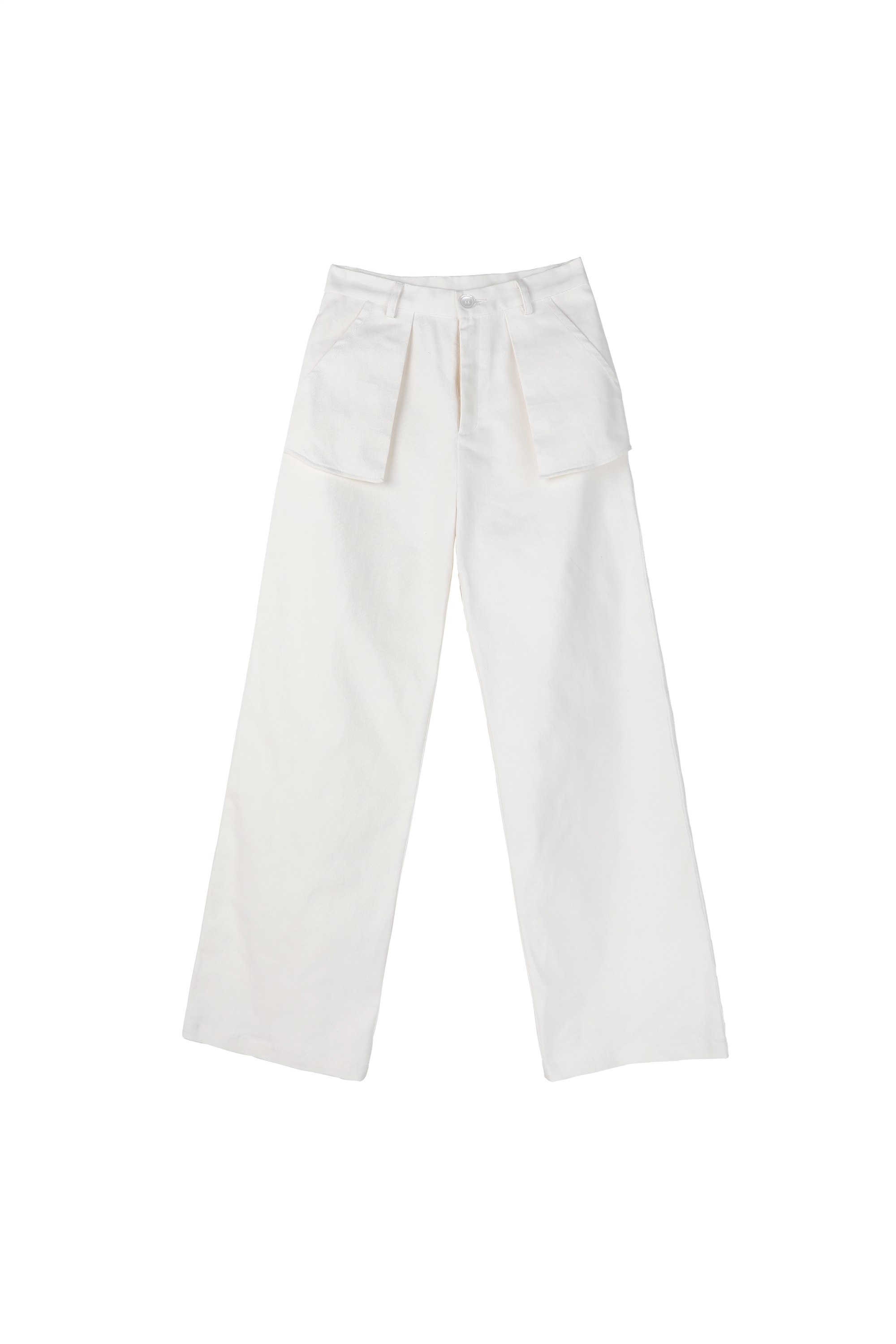 ECRU SOLI 素白已然 日系简约 口袋设计感 白色百搭直筒阔腿裤 - 图3