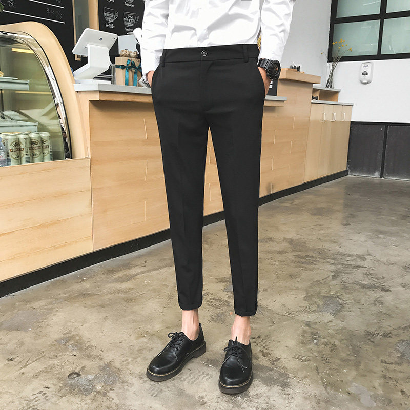 秋季男士理发潮修身小脚西裤九分裤 合心意休闲裤