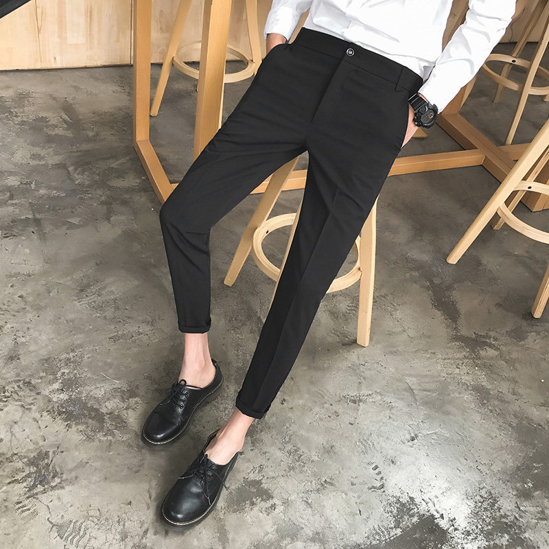 秋季男士理发潮修身小脚西裤九分裤 合心意休闲裤
