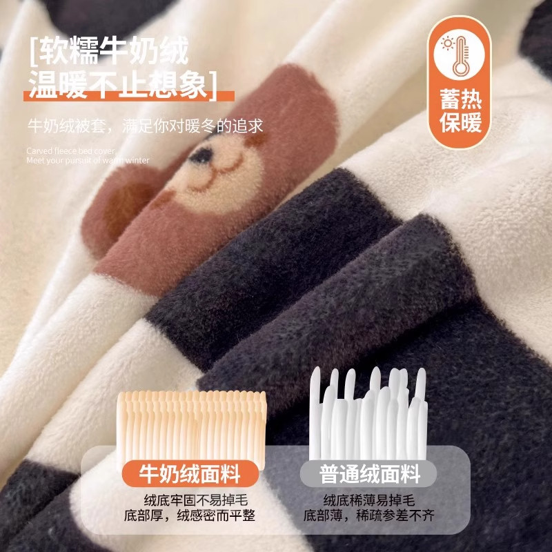 牛奶绒冬被全套一整套珊瑚绒被套被子加厚保暖卡通学生宿舍棉被褥,淘宝优惠券,粉丝福利购,淘宝优惠卷