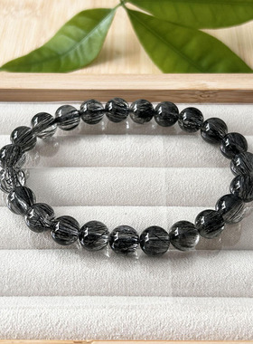天然水晶黑发晶手链 巴西发晶手串黑顺发 密发手链男女款手串