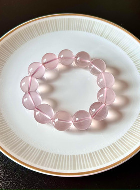 天然粉水晶 星光粉晶 六道芒 粉色水晶单圈手链少女系