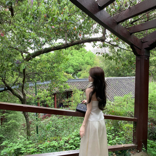 KMZD 云絮 缎面花苞半身裙女夏季高腰显瘦温柔风垂坠感气质中长裙 - 图0