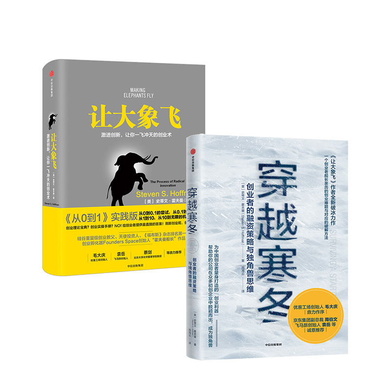 正版包邮 穿越寒冬+让大象飞（套装2册）史蒂文霍夫曼 著  创业创新 独角兽 商业模式 债务风险 不确定性  畅销书籍 - 图1