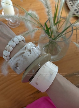 亚克力开口手镯环叠戴串珠