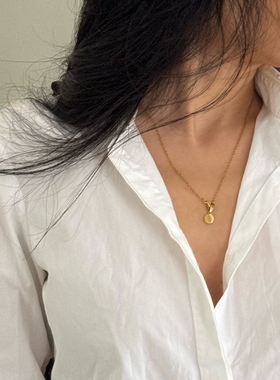 吊坠几何金色项链颈链条女式