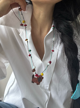 编织绳项链可爱法式配饰摇儿绕