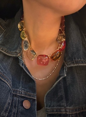 几何金属项链chocker颈链女