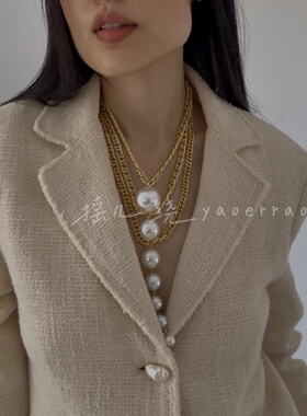 瀑布流苏金属链条长项链多层