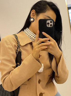 超大珍珠项链优雅时髦颈链女