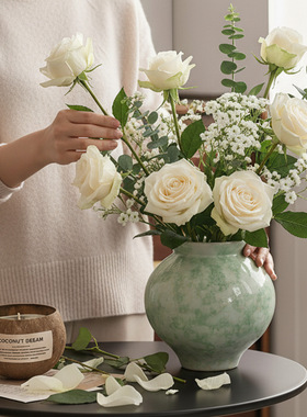 景德镇陶瓷花瓶枯枝花艺插花玄关酒店民宿家居装饰桌面花瓶摆件