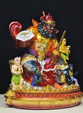 钟馗天师神像五鬼搬财供奉摆件