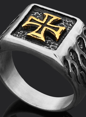 亚马逊爆款跨境专供维京雷神之锤狼头戒指 男士复古符文钛钢指环