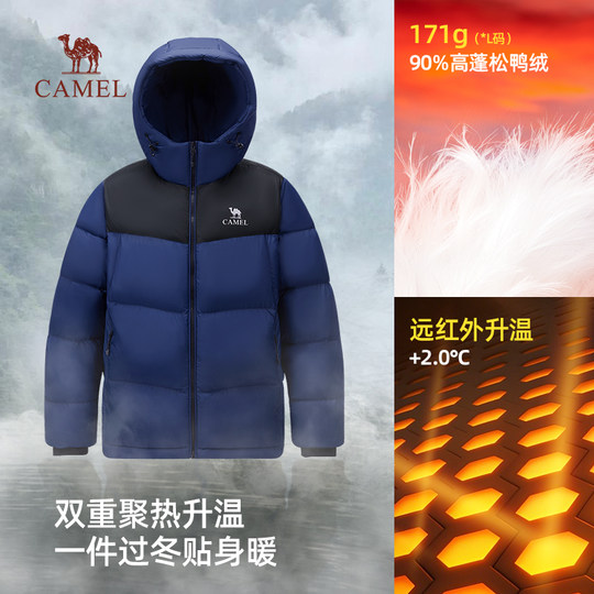 Camel Down Jacket Men Winter 2025 New Couple Same Style Warm Down Jacket Jacket Short Hooded Bread Jacket