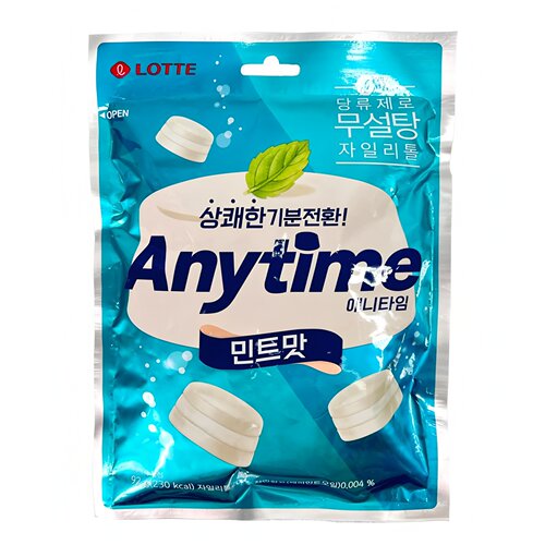 韩国乐天AnyTime三合一薄荷糖三层夹心牛奶味木糖醇糖92g*5袋 - 图3