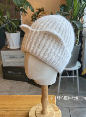 简约秋冬猫耳朵护耳针织帽女保暖